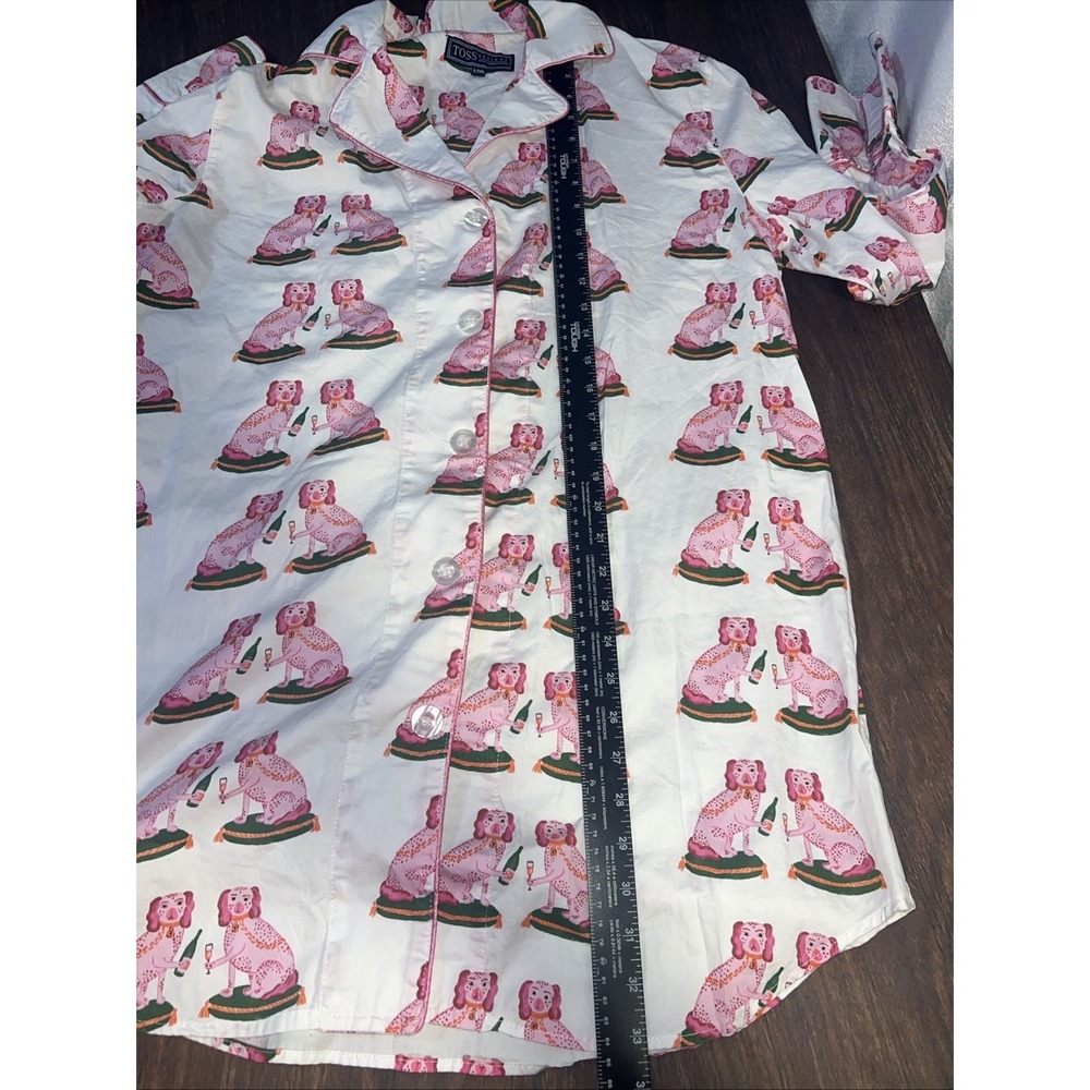 Toss Designs Women's L/XL Pajama Sleep Dress Nightgown Button Up Dog Print - Picture 5 of 5